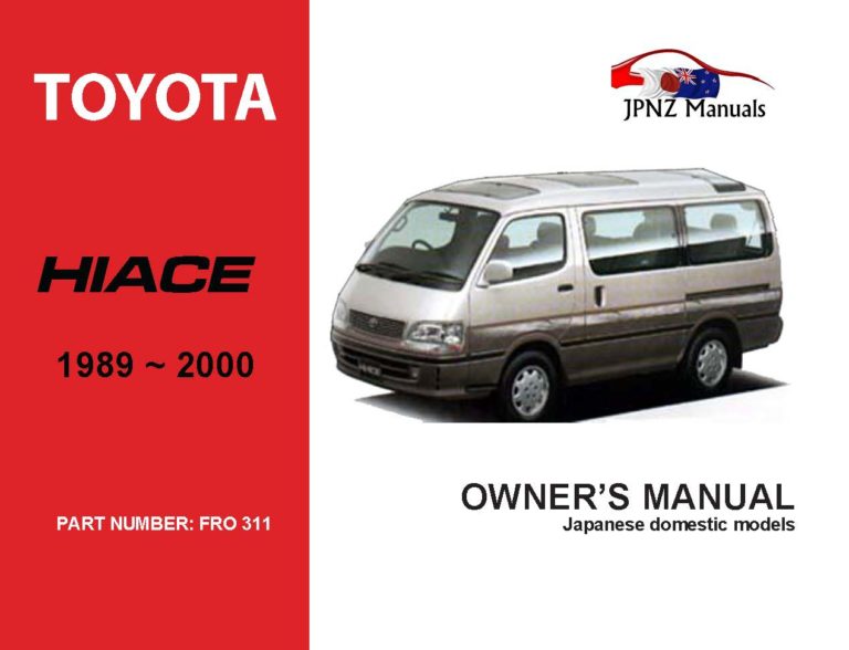 Toyota - Hiace Owners User Manual In English | 1989 - 2000