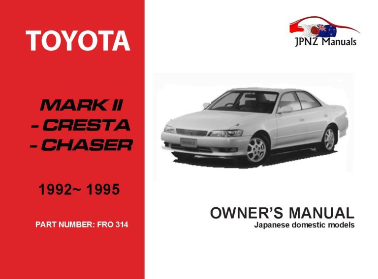 Toyota - Mark II / Cresta / Chaser Owners User Manual In English | 1992 - 1995