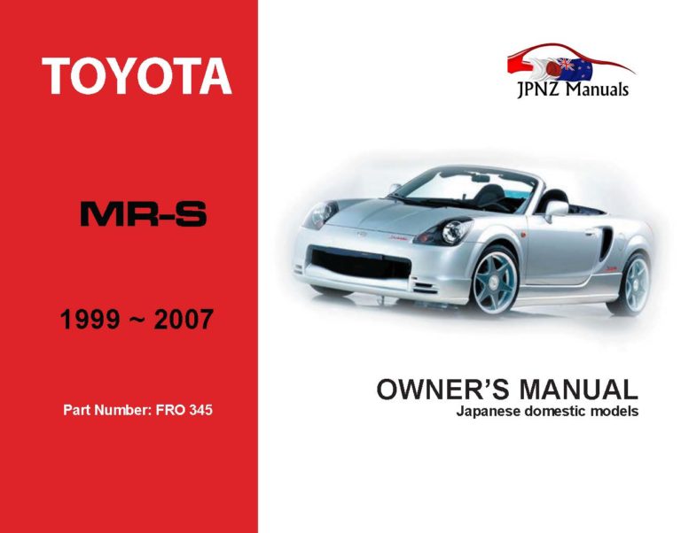 Toyota - MR-S Car Owners User Manual In English | 1999 - 2007