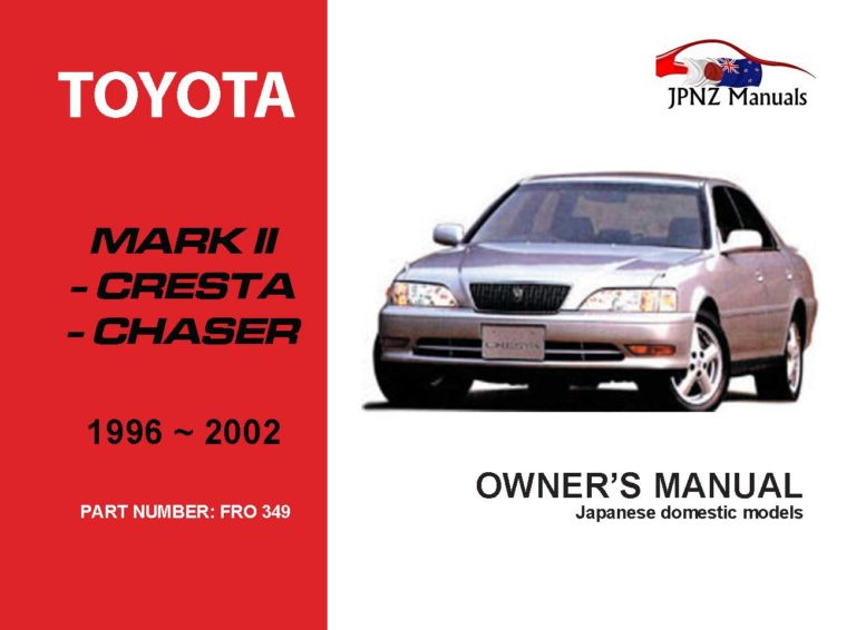 Toyota - Mark II / Cresta / Chaser Owners User Manual In English | 1996 - 2002