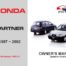 Honda - Partner Car Owners User Manual In English 1997 - 2002