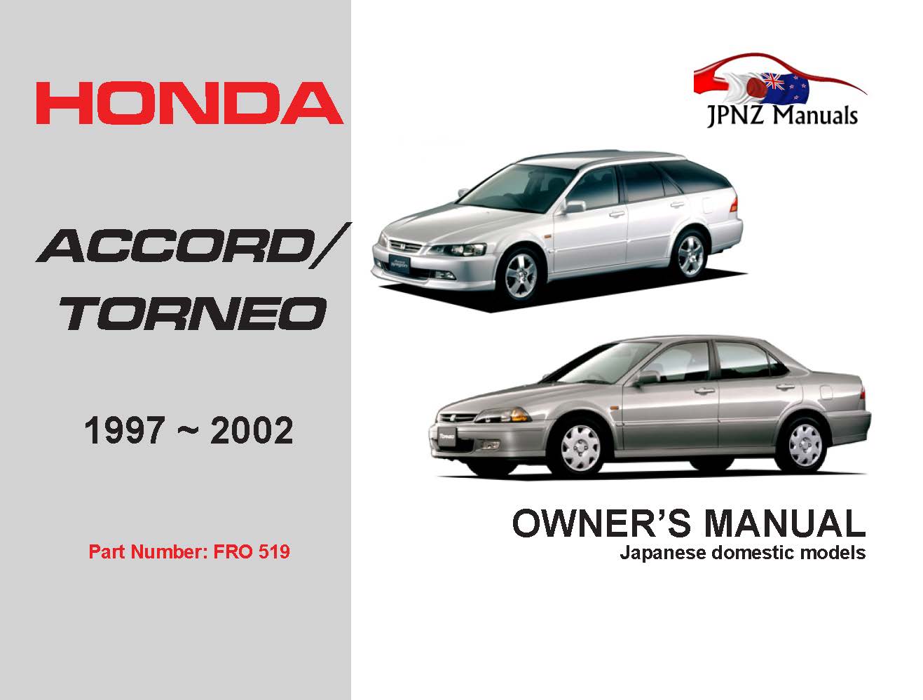 Honda Accord Torneo Car Owners User Manual In English 1997 2002 Honda Accord Torneo Car Owners User Manual In English 1997 2002