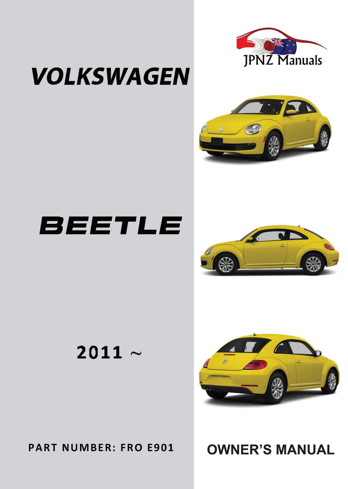 Volkswagen Beetle A5 owners user manual in English 2011 current model