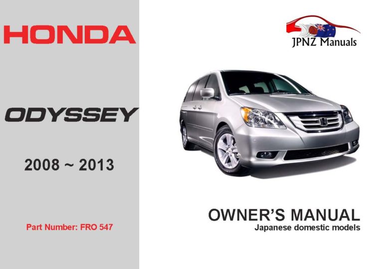 Honda - Odyssey car user owners manual in English | 2008-2013