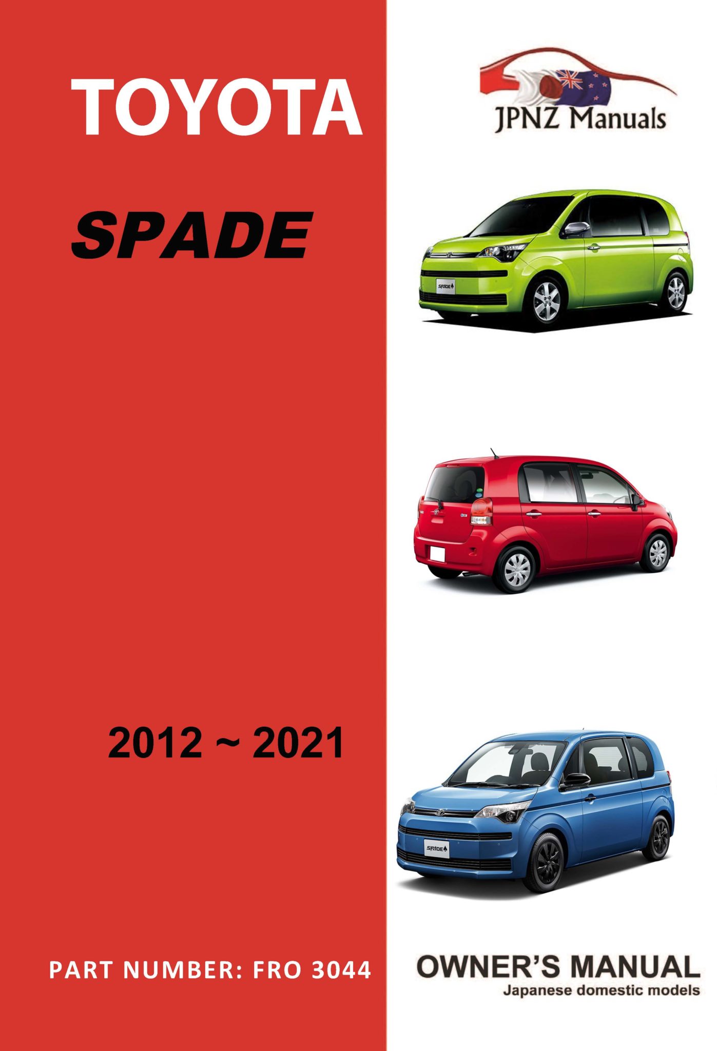 Toyota Spade owners user manual 2012 2021 In English