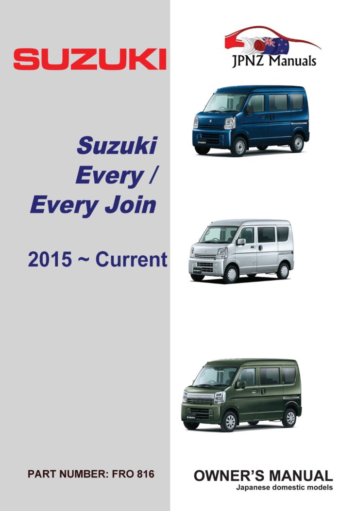 Suzuki – Every / Every Join owners user manual in English | 2015 ~ Current (Part No 816)