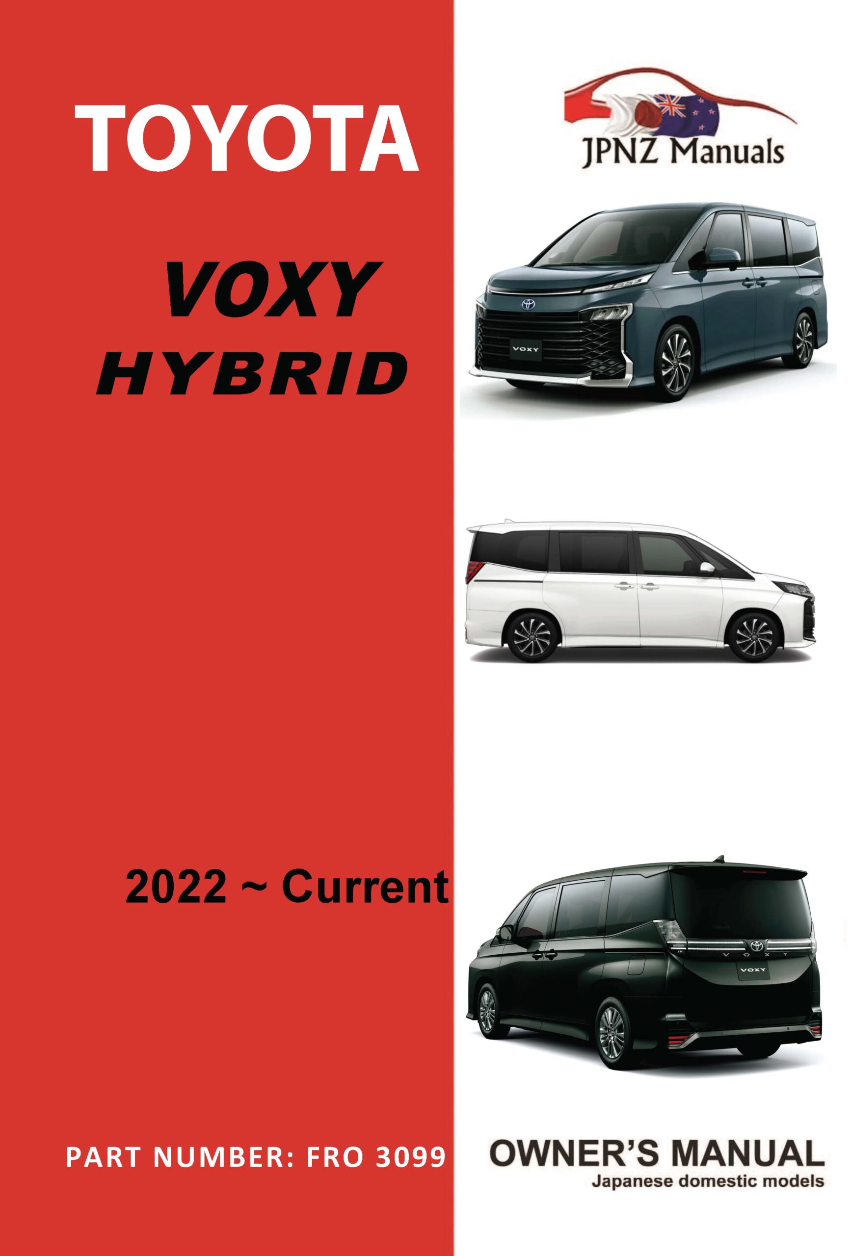 Toyota - Voxy Hybrid car owners user manual in English | 2022 - Current (Part N.O 3099)
