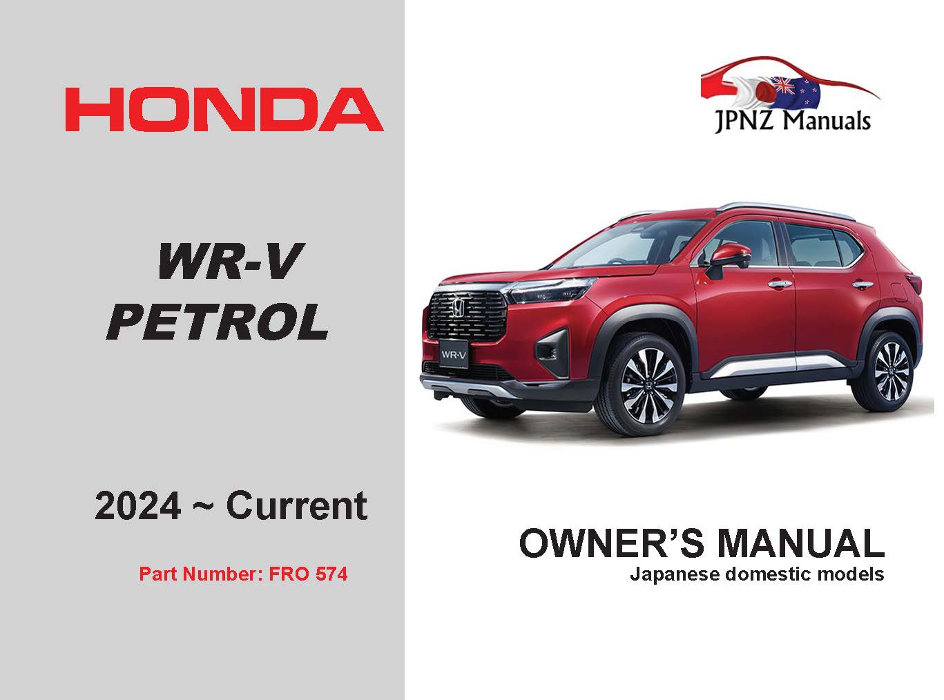 Honda – WR-V car owners user manual in English | 2024 – Current (Part No 574)