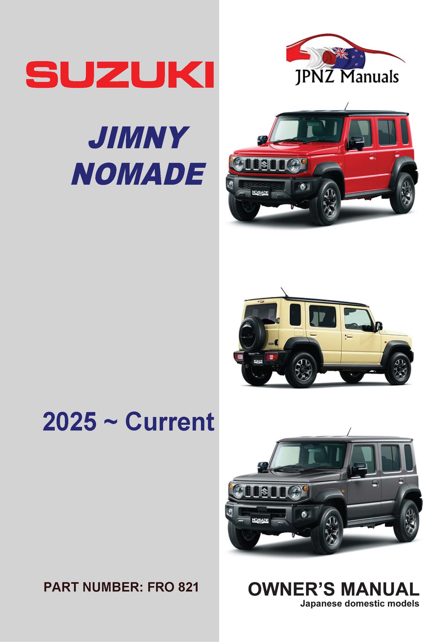 Suzuki – Jimny Nomade owners user manual in English | 2025 ~ Current (Part No 821)